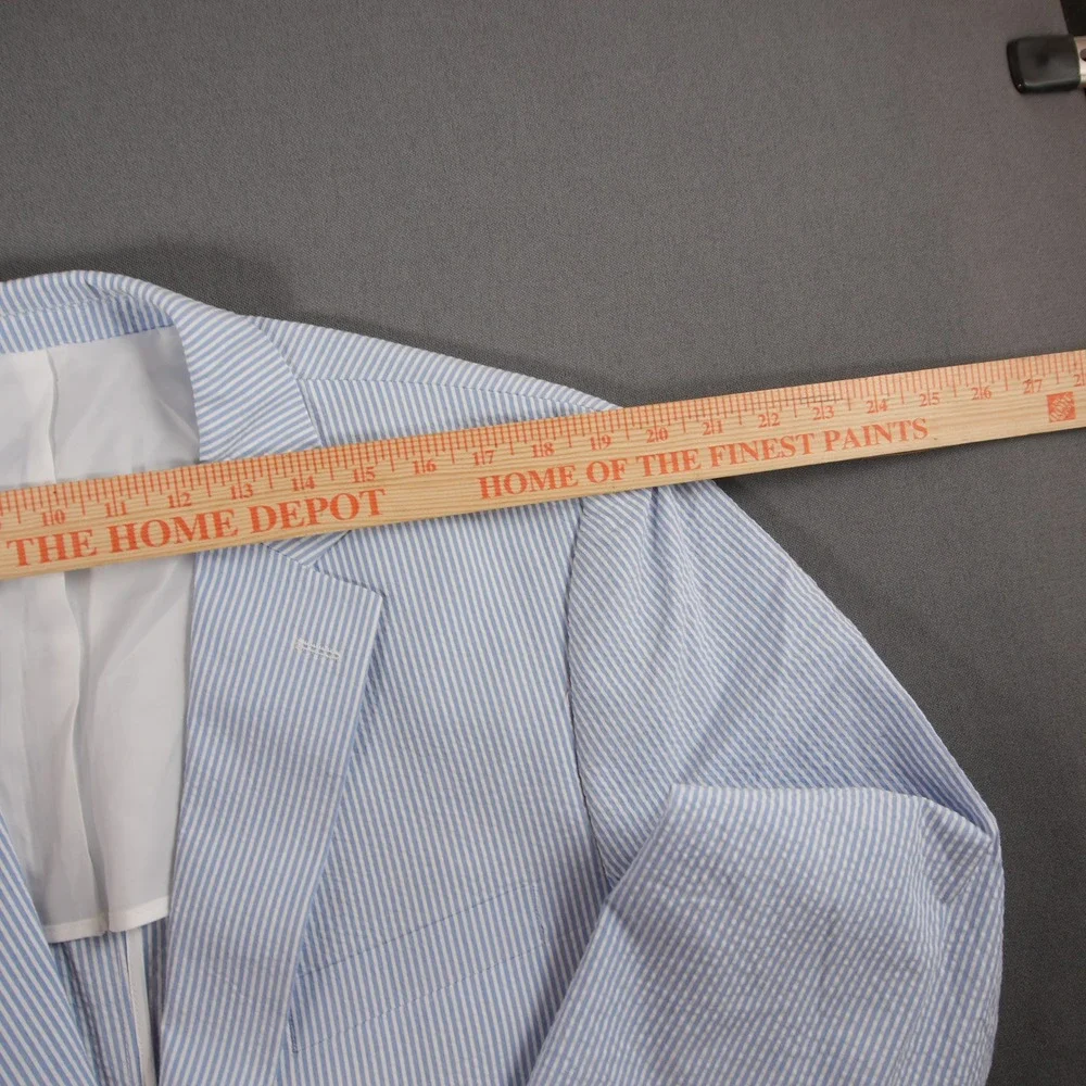 Super 140s Seersucker Striped Men Blazer R44 Resort Coastal Derby Ivy Emigre